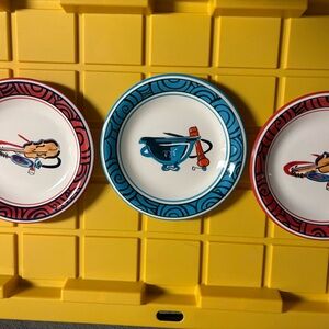 Colorful Patterned Dinner Plates Set 3 Pieces